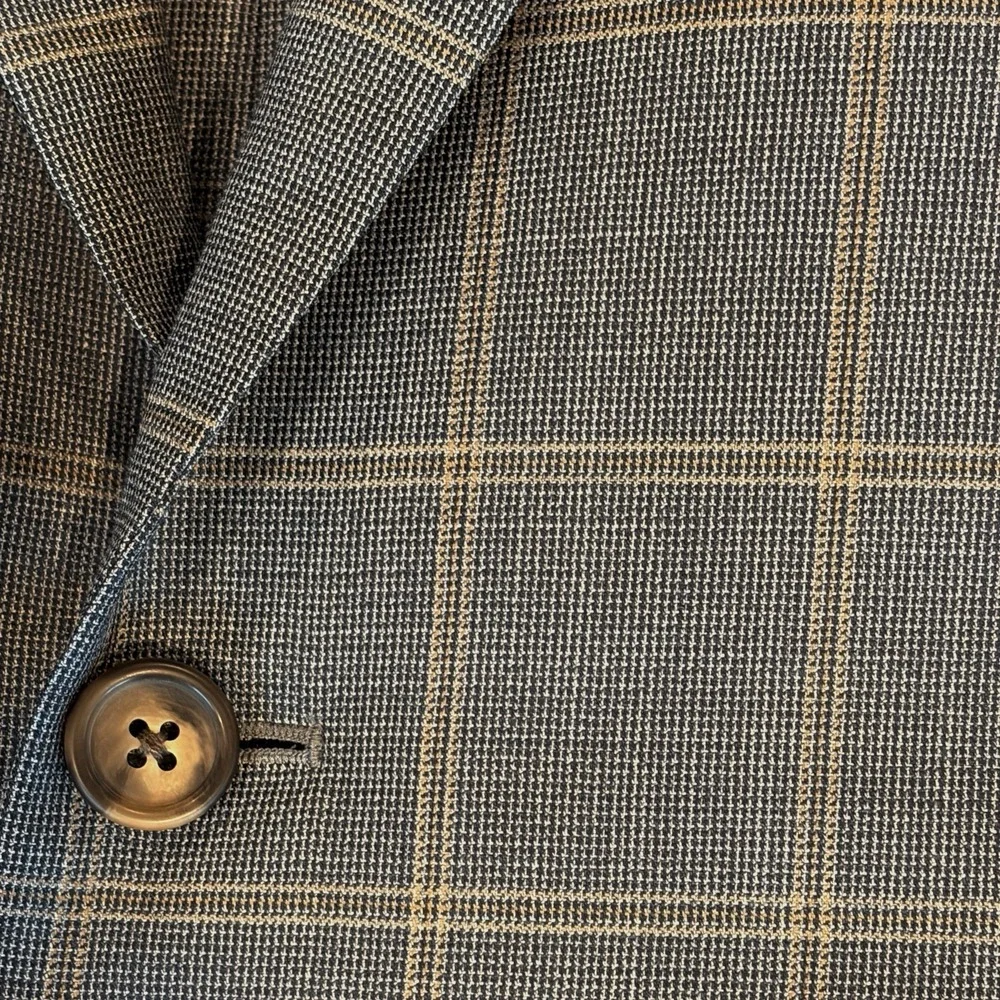 Brooks Brothers BrooksCool Madison Fit 42L Sport Coat Windowpane Gray Summer